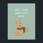 Airedale Terrier Personalisierter Hund Name Postka Postkarte<br><div class="desc">Mit einem niedlichen Airedale Terrier Hundeschema können Sie diese Postkarte mit beliebigen Worten ergänzen! Fügen Sie dem personalisierten Hundeportrait Ihren eigenen Text hinzu - Hundename, eine besondere Begrüßung zum Geburtstag eines Freundes oder Familienmitglieds, Hundefrist, Hundetod, Hundetod, neue Zuhause Gratulationen oder einfach ein lustiges Kunstwerk, das Sie an Ihrer Wand sehen...</div>