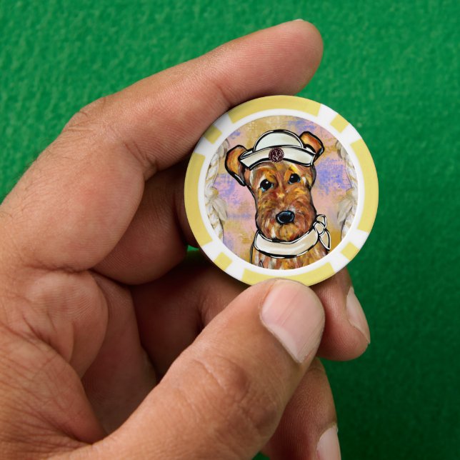 AIREDALE TERRIER POKERCHIPS (Hand)