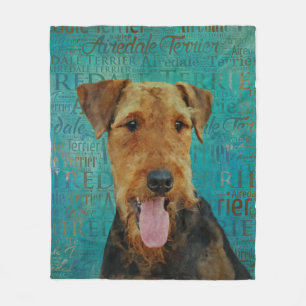 Airedale Terrier Porträt Fleecedecke
