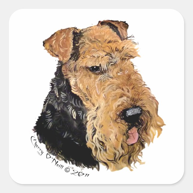 Airedale Terrier Quadratischer Aufkleber (Vorderseite)