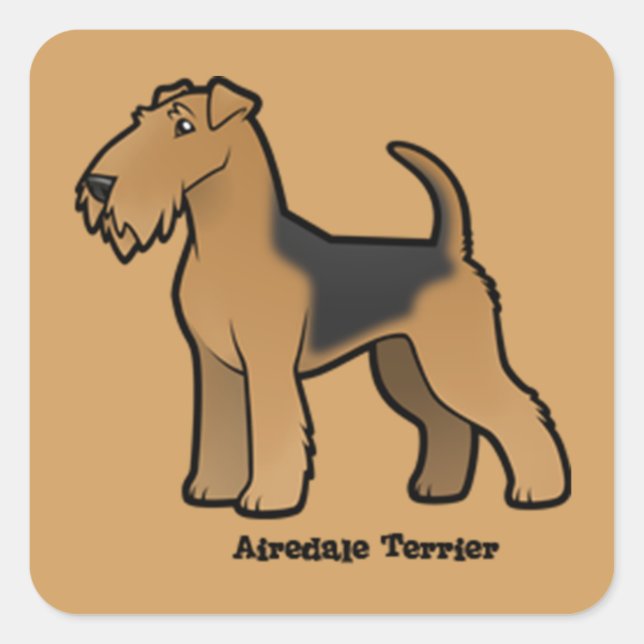 airedale Terrier Quadratischer Aufkleber (Vorderseite)