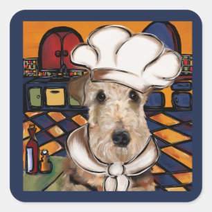 Airedale Terrier  Quadratischer Aufkleber