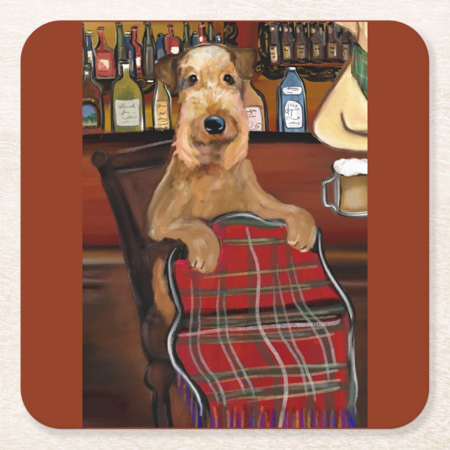 Airedale Terrier Rechteckiger Pappuntersetzer (Vorderseite)
