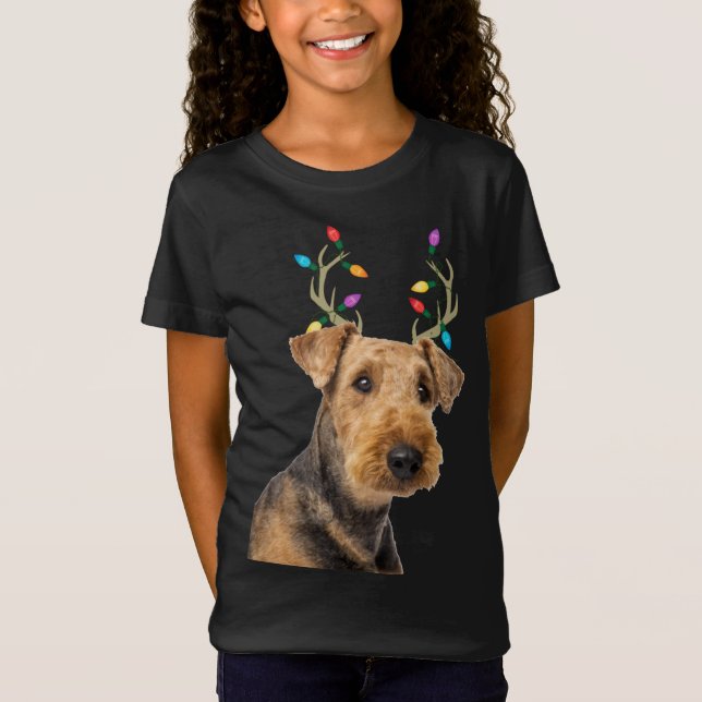 Airedale Terrier Reindeer Christmas Dog T-Shirt (Vorderseite)