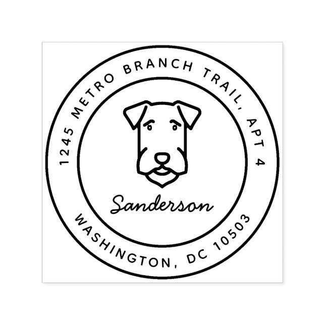 Airedale Terrier Rücksendeadresse Briefmarke Selbs Permastempel (Design)