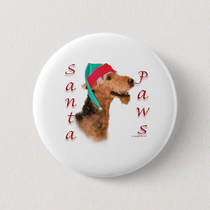 Airedale Terrier Santa Paws Button