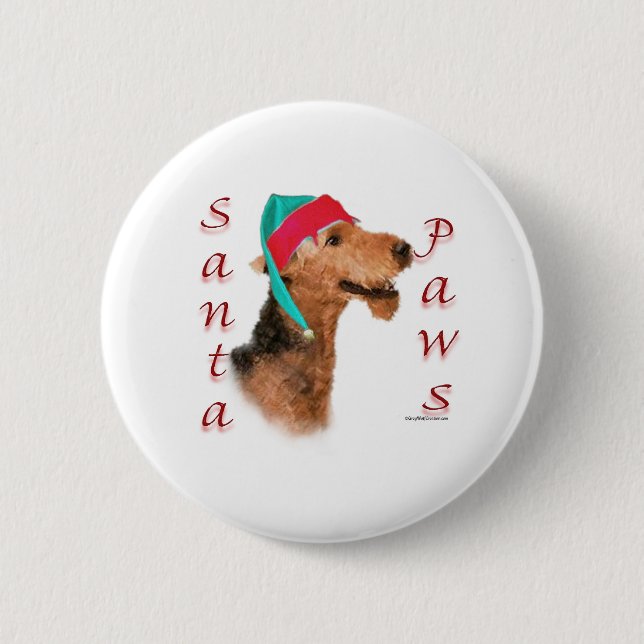 Airedale Terrier Santa Paws Button (Vorderseite)