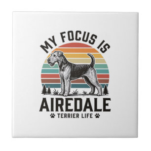 Airedale-Terrier-Shirt Vintage-Hundefan Grafik_1 Fliese