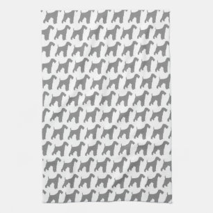 Airedale-Terrier-Silhouette-Muster Geschirrtuch