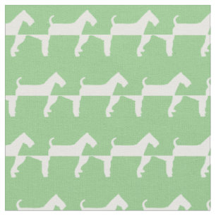 Airedale Terrier Silhouette Pet Sage Green Stoff