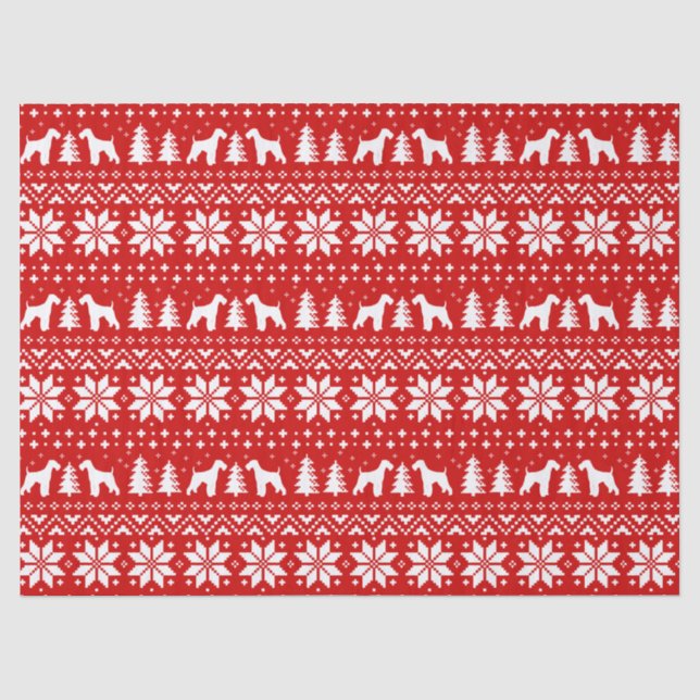 Airedale Terrier Silhouetten Weihnachtsmuster Seidenpapier (Vorderseite)