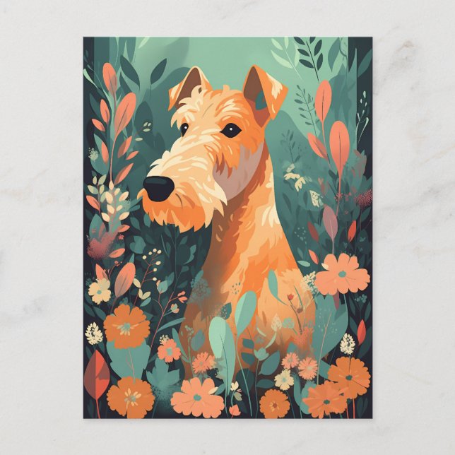 Airedale Terrier Spring Flowers Postkarte (Vorderseite)