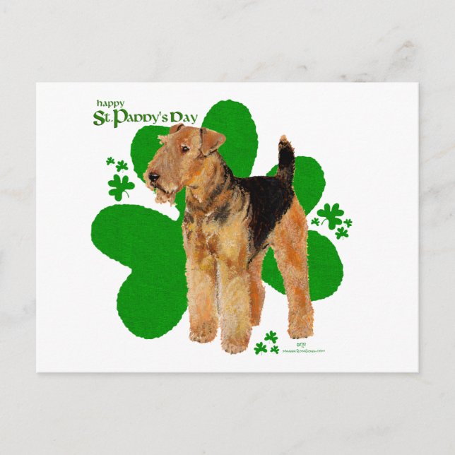 Airedale Terrier St. Patrick Postkarte (Vorderseite)