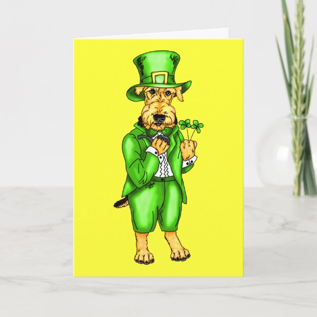 Airedale Terrier St Patrick's Day Leprechaun Card Karte (Vorderseite)