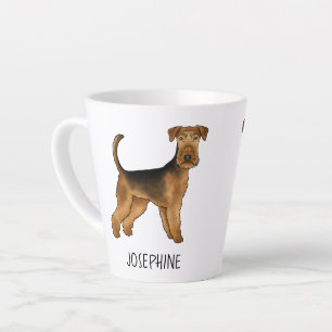 Airedale Terrier Süßer Cartoon-Hund und benutzerde Milchtasse