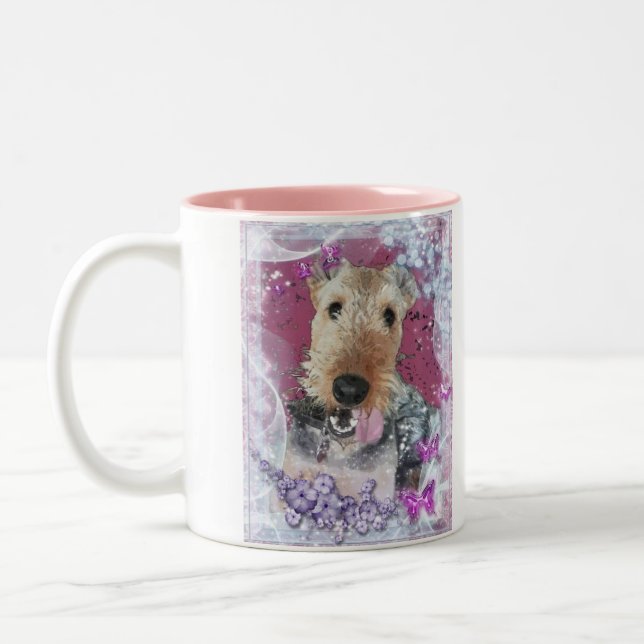 Airedale-Terrier-Tasse Zweifarbige Tasse (Links)