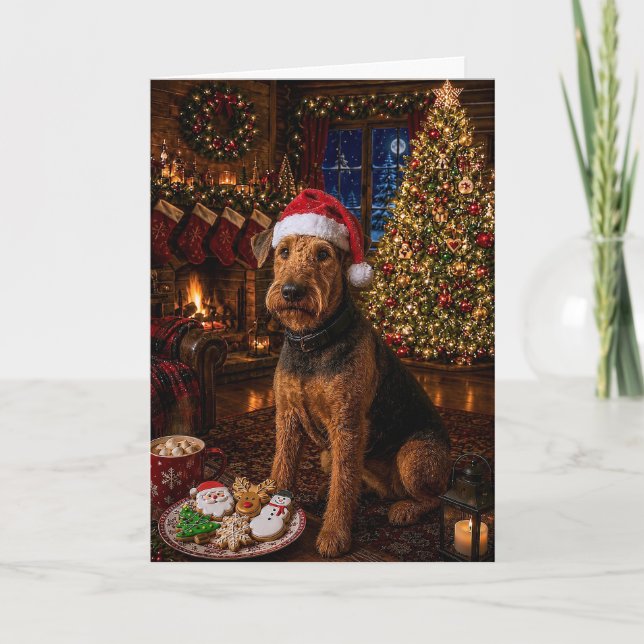 Airedale Terrier Urlaub Feiertagskarte (Vorderseite)