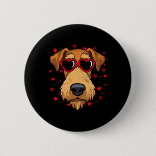 Airedale Terrier Valentinsherz Süße Hunde Liebhabe Button