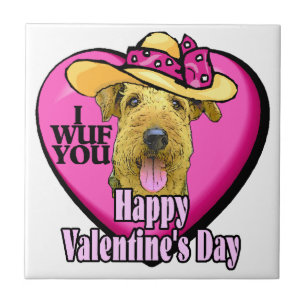 Airedale Terrier Valentinstag Fliese