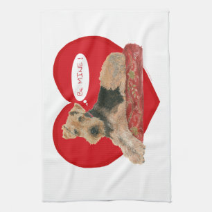 Airedale Terrier Valentinstag Küchentuch