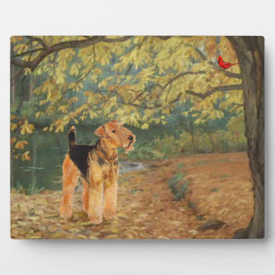 Airedale Terrier Vogelbeobachtung Fotoplatte