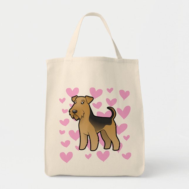 Airedale-Terrier/Waliser-Terrier-Liebe Tragetasche (Vorne)