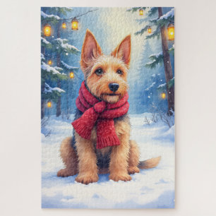 Airedale Terrier Wasserfarbe Weihnachten Schnee