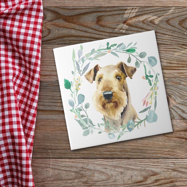 Airedale Terrier Watercolor Keramik Tile Fliese (Von Creator hochgeladen)
