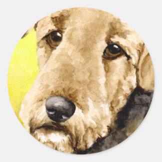 Airedale Terrier Watercolor Runder Aufkleber