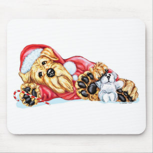 Airedale Terrier Weihnachten Gewartet für Santa Mousepad