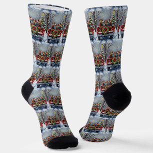 Airedale Terrier Weihnachten Rotes Lastwagen Urlau Socken