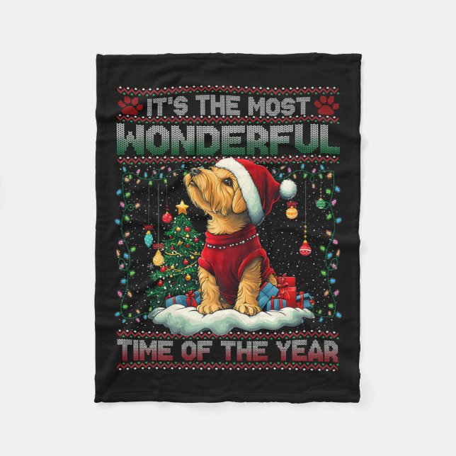 Airedale Terrier Weihnachtsbaum Dekorationen Dog L Fleecedecke (Vorderseite)