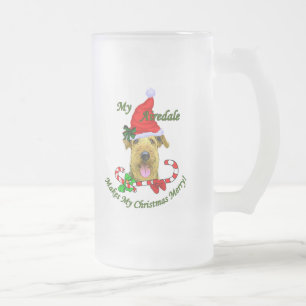 Airedale Terrier Weihnachtsgeschenke Mattglas Bierglas