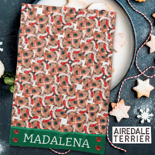Airedale Terrier Weihnachtshund Geschirrtuch