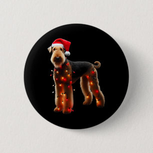 Airedale Terrier Weihnachtsmannmütze WeihnachtsLIC Button