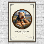 Airedale Terrier Zoology Series Poster<br><div class="desc">• This digital illustration features a detailed specimen study presented in a classic natural history museum style with scientific data and a vintage aesthetic.
• Requests and/or questions are encouraged and appreciated!</div>