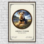Airedale Terrier Zoology Series Poster<br><div class="desc">• This digital illustration features a detailed specimen study presented in a classic natural history museum style with scientific data and a vintage aesthetic.
• Requests and/or questions are encouraged and appreciated!</div>