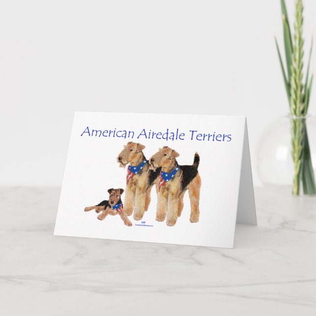 Airedale Terriers American Flag Karte (Vorderseite)