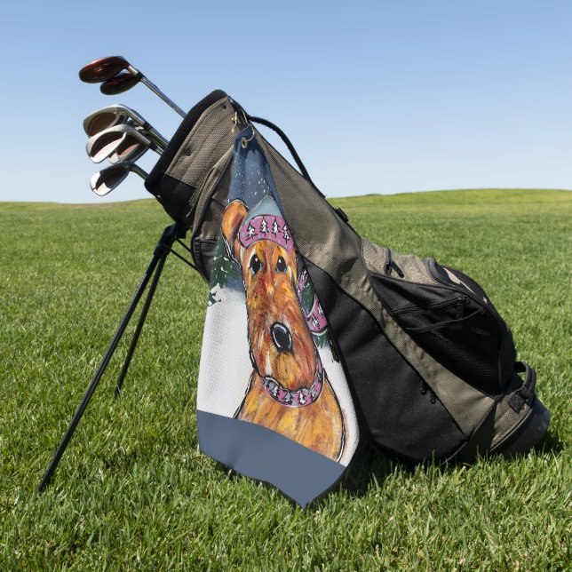 Airedale Terriers Golfhandtuch (Gras)