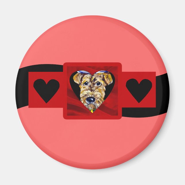Airedale Valentine Magnet (Vorne)