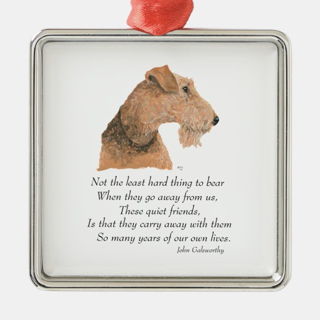 Airedale, Walisisch, Lakeland Terrier Keepake Ornament Aus Metall (Vorne)