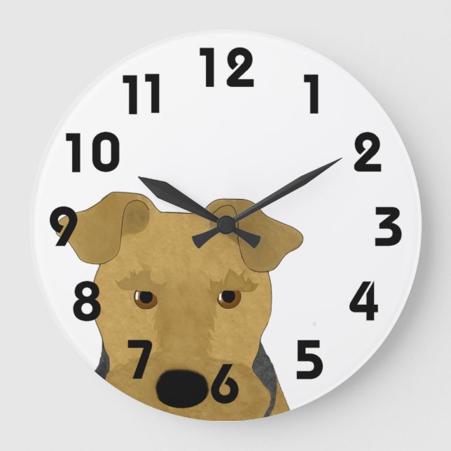 Airedale Wall Clock Große Wanduhr (Vorderseite)