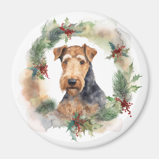 Airedale Weihnachtsfest Magnet (Vorne)