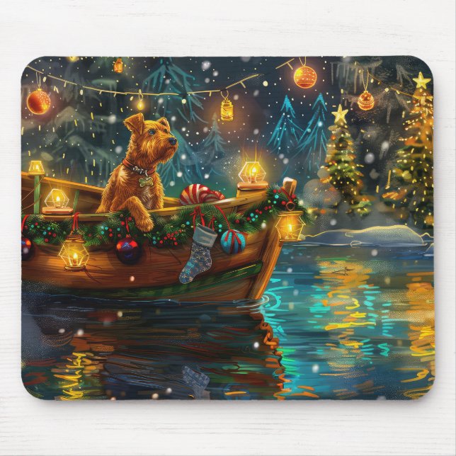 Airedale Weihnachtsfest Reise Mousepad (Vorne)