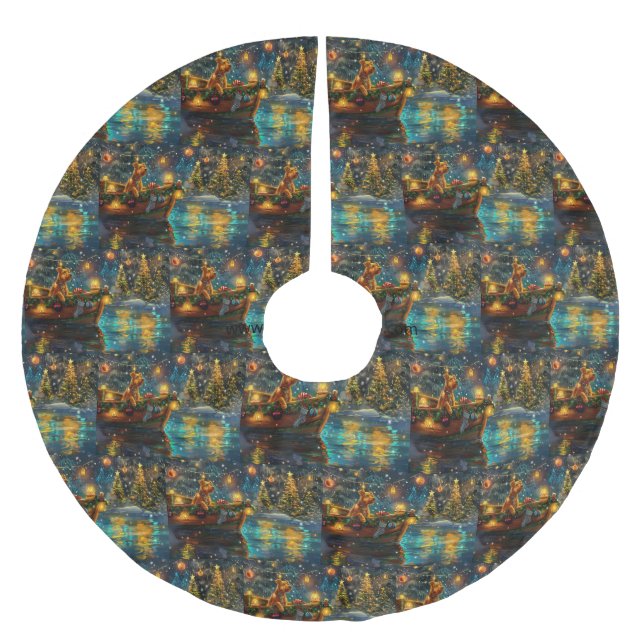 Airedale Weihnachtsfest Reise Polyester Weihnachtsbaumdecke (Vorderseite)