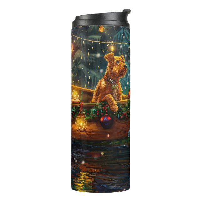 Airedale Weihnachtsfest Reise Thermosbecher (Nach links gedreht)