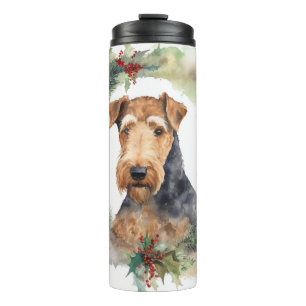 Airedale Weihnachtsfest Thermosbecher