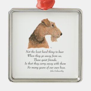 Airedale-, Welsh-, Lakeland Terrier Andenken Ornament Aus Metall