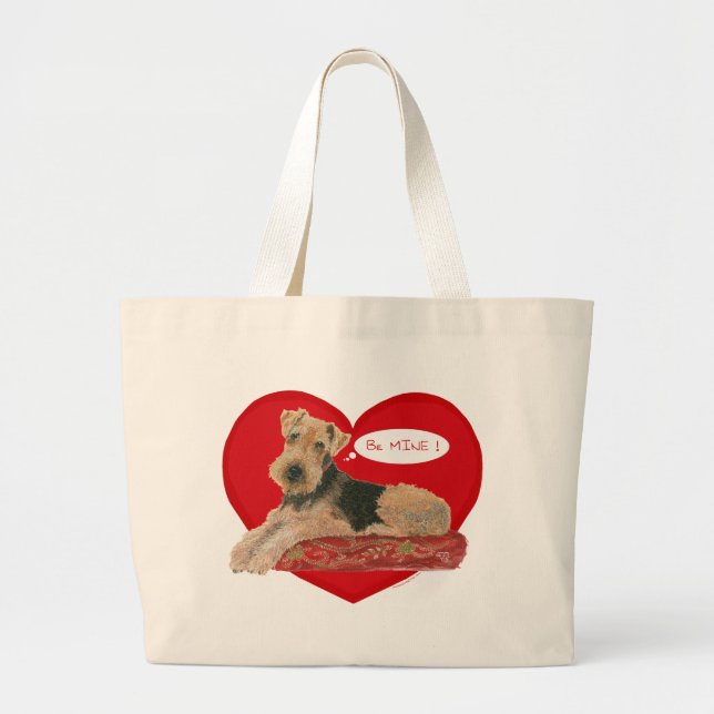 Airedale / Welsh Terrier Valentine Jumbo Stoffbeutel (Vorne)