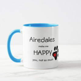 Airedales macht mich glücklich Pfoten Druck & Herz Tasse
